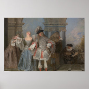 Poster Antoine Watteau - Os Comediantes Franceses