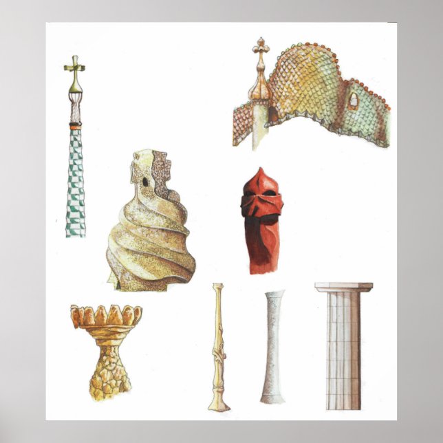 Póster Antonio Gaudi. Barcelona. Espanha. Arquitetura (Frente)