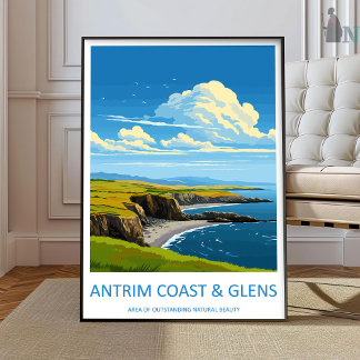 Poster Antrim Coast and Glens Travel Print Wall Art Antri