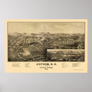 Póster Antrim, mapa panorâmico do NH - 1887