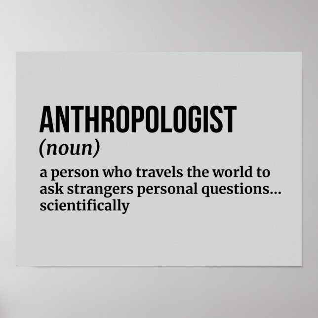 Poster Antropologista Social - Definição Engraçada (Frente)