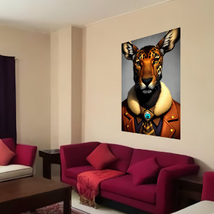 Poster Antropomórfico Moose Jaguar Arte AI