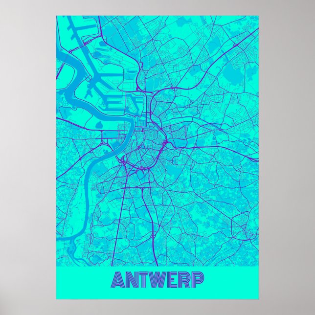 Poster Antuérpia - Mapa da Cidade de Galáxia na Bélgica (Frente)