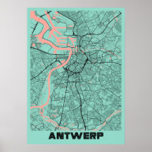 Antuérpia - Mapa da Cidade de Peony na Bélgica