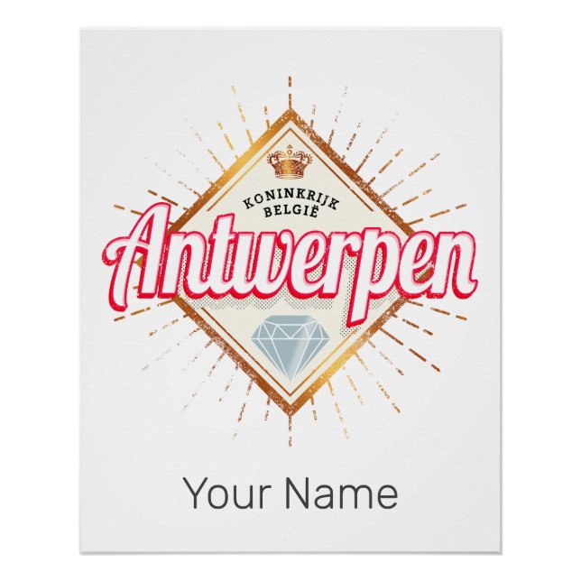 Póster Antwerp Flanders Bélgica Retro Vintage Souvenir (Frente)