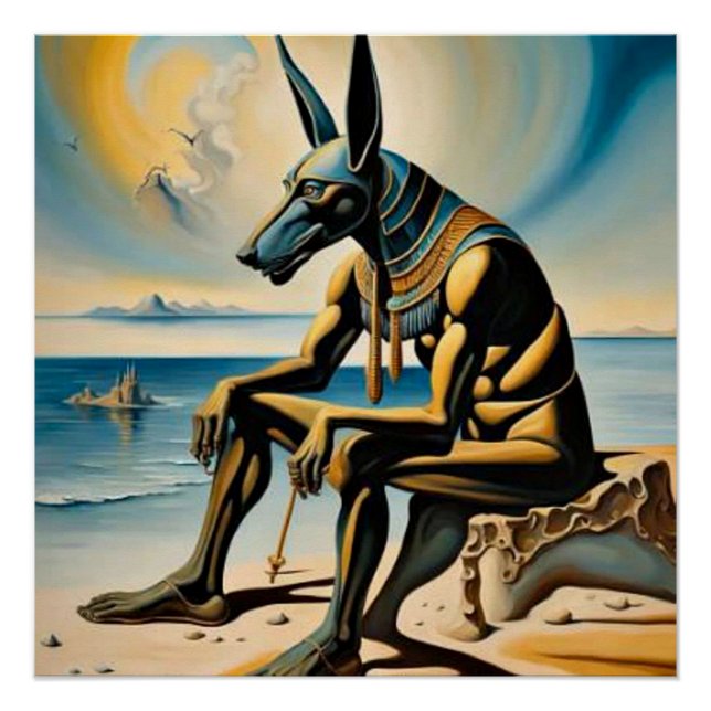 Póster Anubis descansa na praia (Frente)