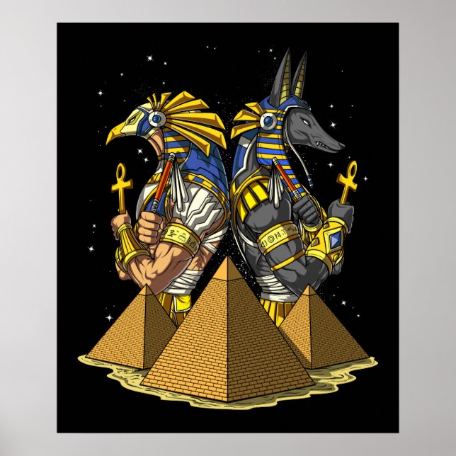 Poster Anubis Ra Egípcia Pirâmides Antigas de Deuses (Frente)