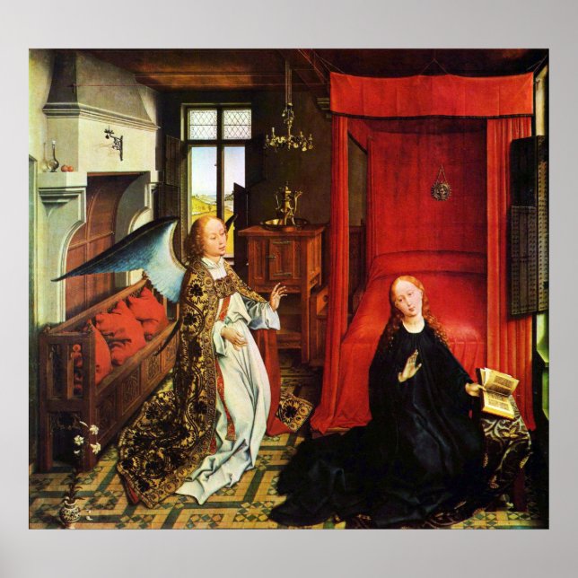 Póster ANUNCIAÇÃO ANGEL Archangel Gabriel e Virgem (Frente)