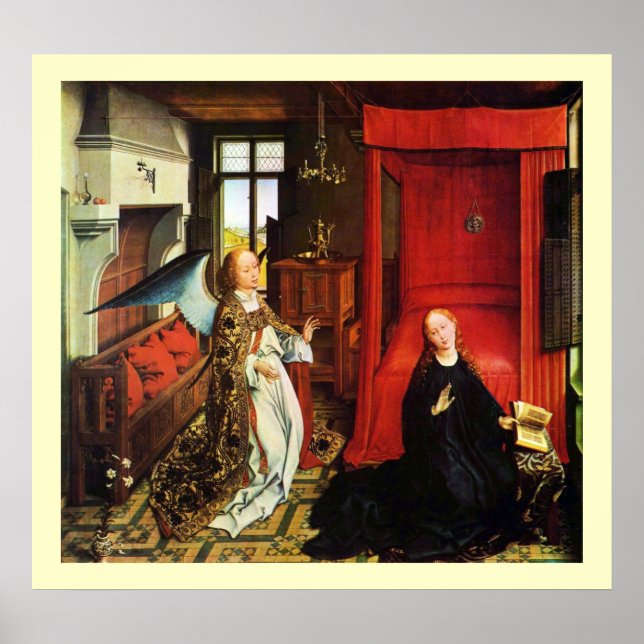 Poster ANUNCIAÇÃO ANGEL Archangel Gabriel e Virgem (Frente)