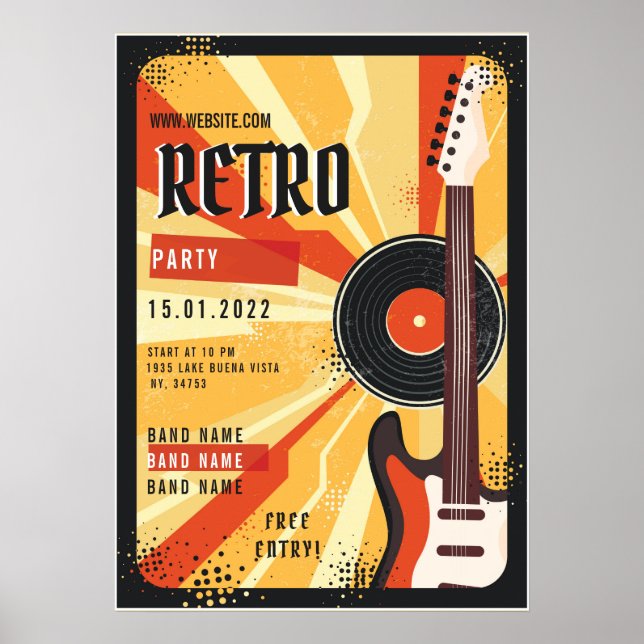 Poster Anunciamento da festa de música retrô (Frente)