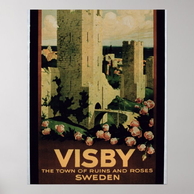 Poster anunciando a cidade de Visby, Suecia (colo (Frente)