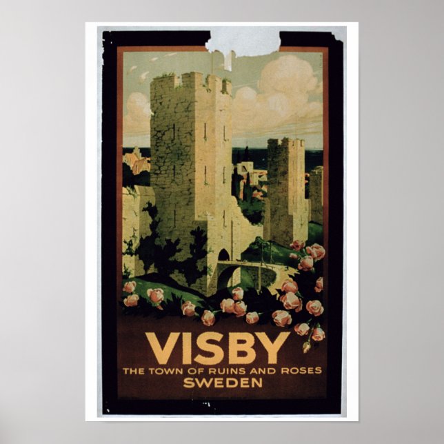 Poster anunciando a cidade de Visby, Suecia (colo (Frente)