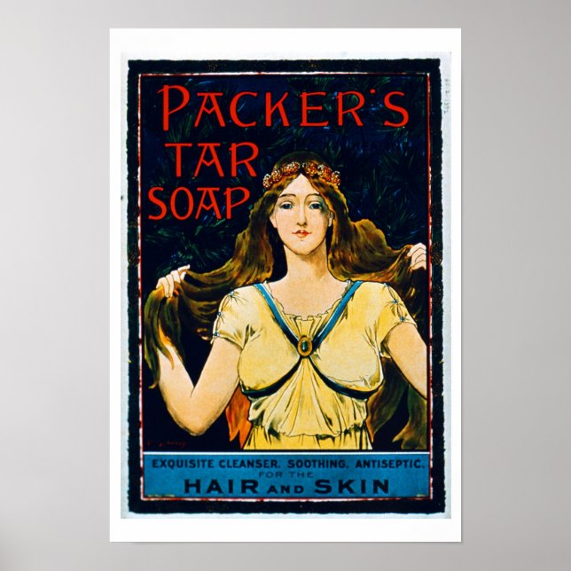 Poster anunciando 'Packer's Tar Soap' (cor ilumina (Frente)
