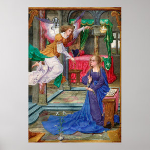 Poster Anunciante Angel e Mary arte religiosa medieval