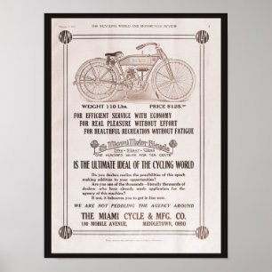 Póster Anúncio 1915 da motocicleta de Miami