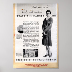 Póster Anúncio 1929 de creme dental de Squibb