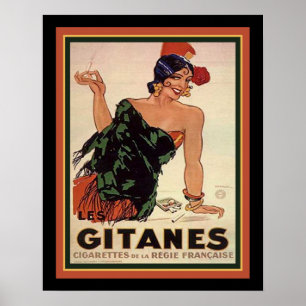 Poster Anúncio 1931 do cigarro do art deco de Gitanes