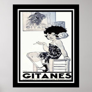 Poster Anúncio 1934 francês do cigarro de Gitanes
