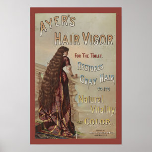 Poster Anúncio Antigo dos anos 1880 Ayer's Hair Vigor par