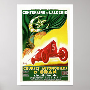 Póster Anúncio argelino francês da auto raça do vintag