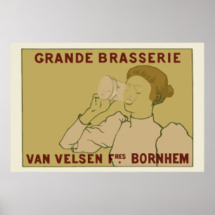 Poster Anúncio belga da cerveja de Nouveau da arte do