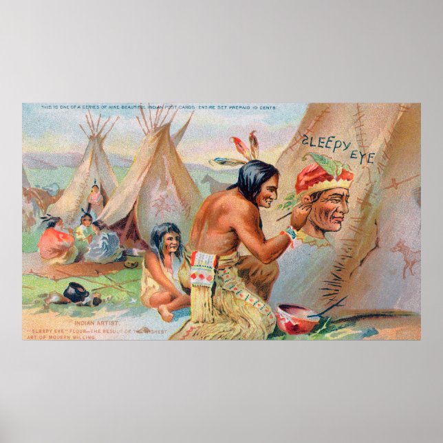 Póster Anúncio com pisos de olhos sonolentos com indianos (Frente)