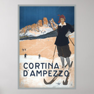 Póster Anúncio Cortina d'Ampezzo do viagem do esqui do