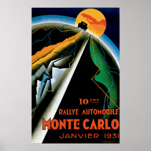 Póster Anúncio da auto raça do vintage de Monte - de