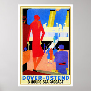 Póster Anúncio da balsa do Mar do Norte de Dôvar Ostend