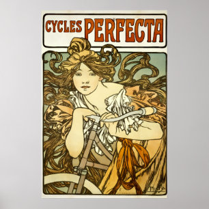 Póster Anúncio da bicicleta de Nouveau da arte do vintag