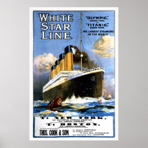 Poster Anúncio da Linha White Star Titanic