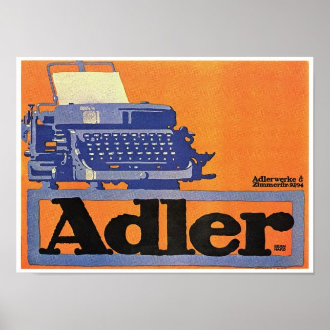Poster Anúncio da Máquina de Digitalização Vintage Adler (Frente)