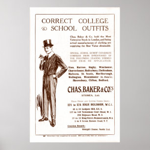 Póster Anúncio da roupa do padeiro de Chas do vintage