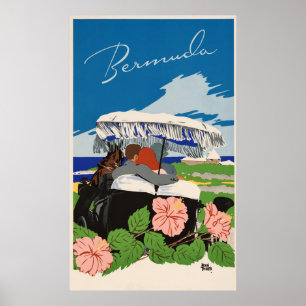 Poster Anúncio da viagens vintage das Bermudas Romântica