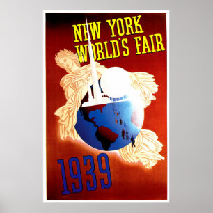 Poster Anúncio da Viagens vintage Justa do Mundo de Nova