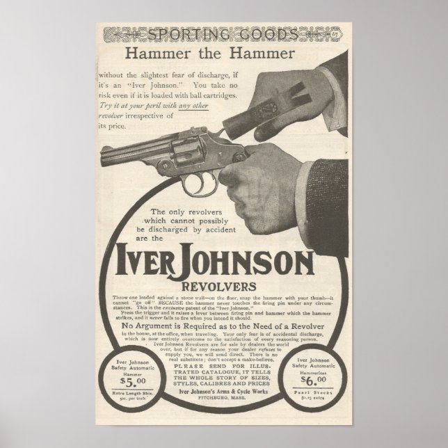 Poster Anúncio de 1904 para o revólver Iver Johnson (Frente)
