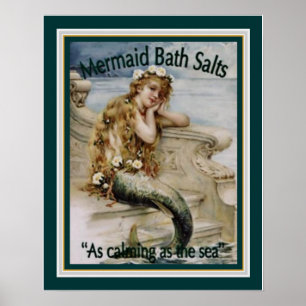 Poster Anúncio de 1920 para Sais de Banho de Sereia 16x20