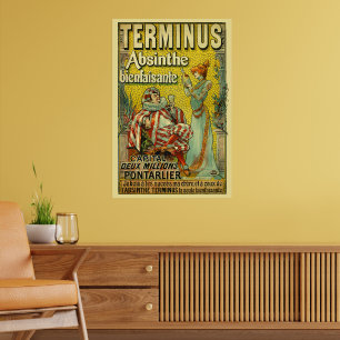 Poster Anúncio de Absinto Art Nouveau da Era Vitoriana An