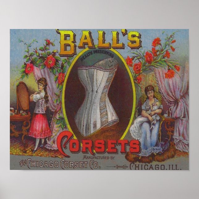 Poster Anúncio de Ball's Corsets de 1880 (Frente)