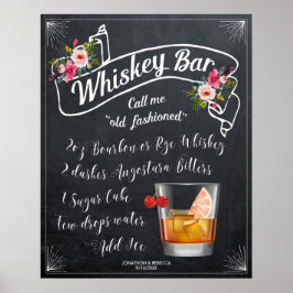 Poster anúncio de bar de uísque antiquado