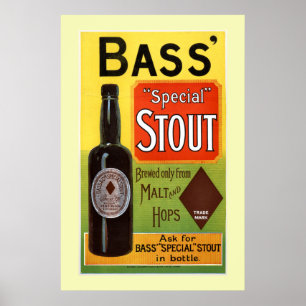 Poster Anúncio de cerveja Bass Stout Vintage