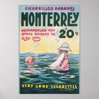 Poster Anúncio de Charuto de Monterrey Vintage em 1906