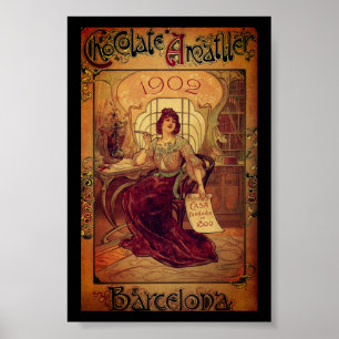 Poster Anúncio de chocolate de mulher vitoriana