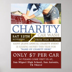Poster Anúncio de evento de wash de carro de caridade