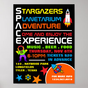 Poster Anúncio de eventos no espaço, planetário