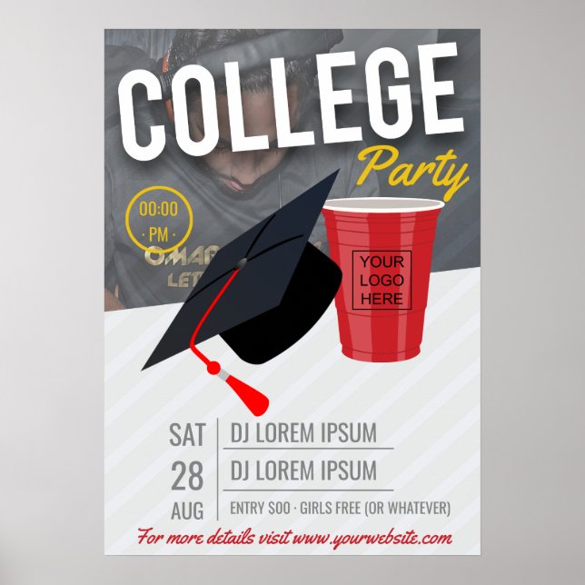 Póster anúncio de festa universitária adicionar logotipo  (Frente)