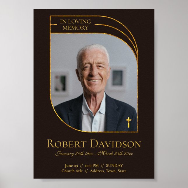 Poster Anúncio de Funeral Digital Castanho Escuro (Frente)