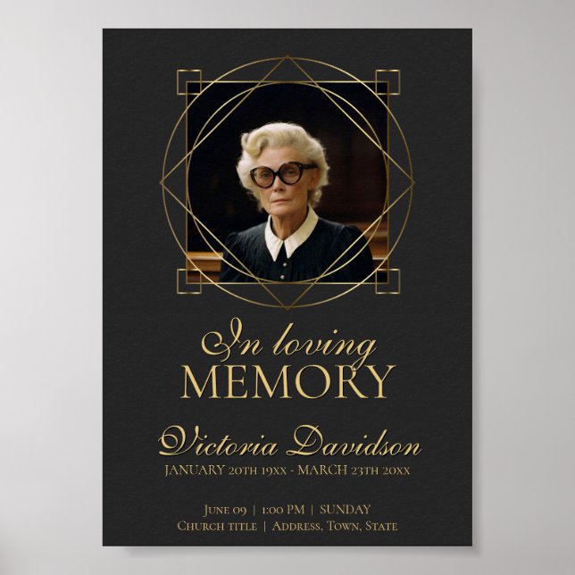 Poster Anúncio de Funeral Digital Cinza Escuro (Frente)