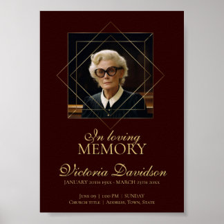 Poster Anúncio de Funeral Digital Post Vermelho Escuro