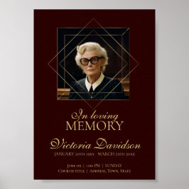 Poster Anúncio de Funeral Digital Vermelho Escuro